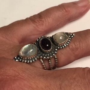 Rose Quartz Amethyst 925 Sterling Silver Ring